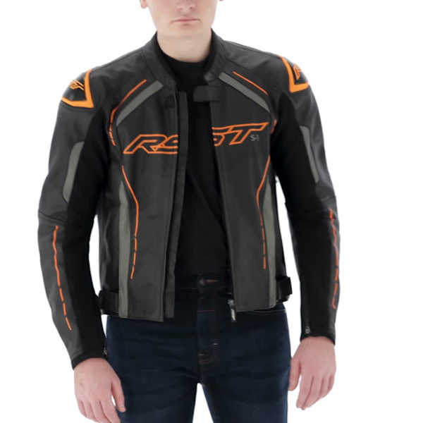 UK RST バイクレザージャケット UK size40 牛革 RST S1 CE Leather Jacket - Black / Grey / Neon Orange - FREE UK